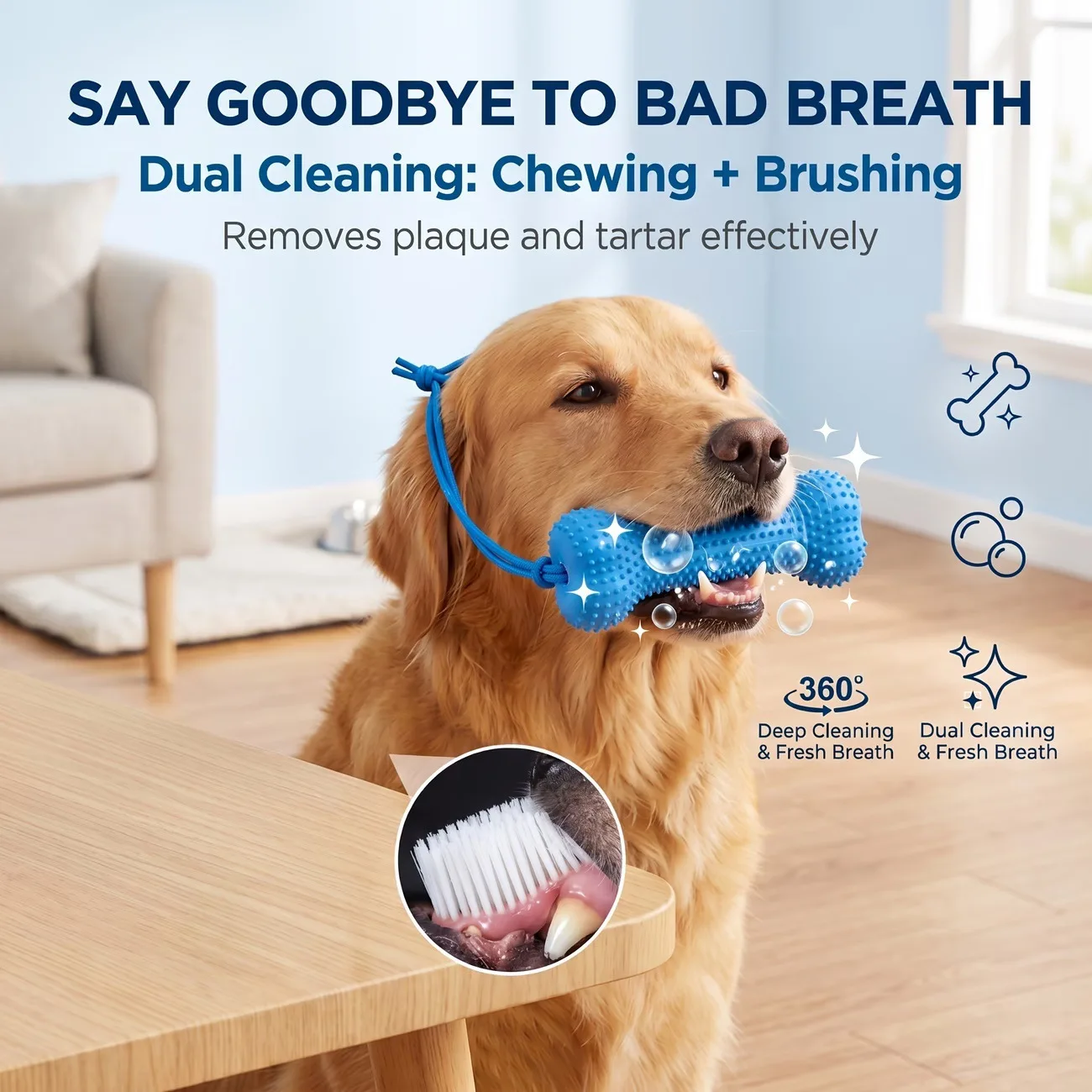 Teeth Cleaning Dog Chew Bone - لعبة مضغ قابلة لإعادة الاستخدام للكلاب،